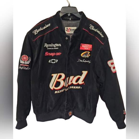 Chase Authentics Dale Earnhardt, Jr. Black Suede Leather Coat Men's Size XL - Picture 1 of 13